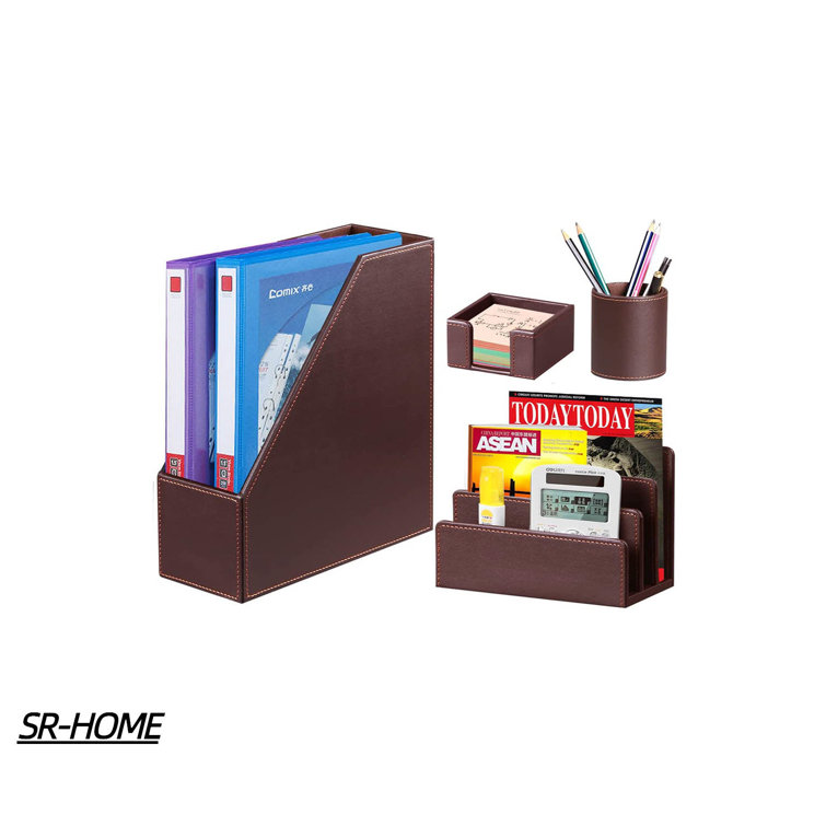 SRHOME Faux Leather Desk Organizer Set Wayfair Canada